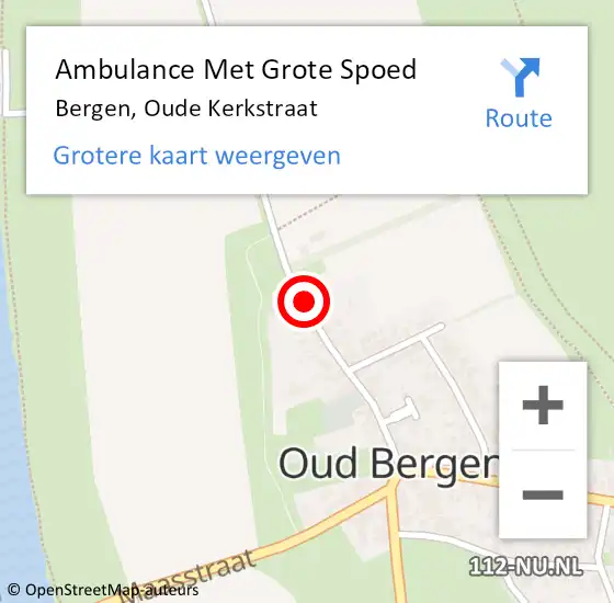 Locatie op kaart van de 112 melding: Ambulance Met Grote Spoed Naar Bergen, Oude Kerkstraat op 12 augustus 2019 20:02
