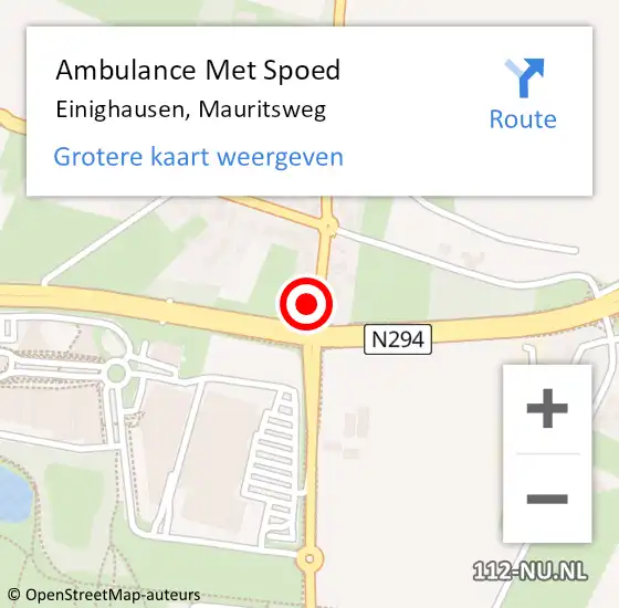 Locatie op kaart van de 112 melding: Ambulance Met Spoed Naar Einighausen, Mauritsweg op 10 april 2014 13:28