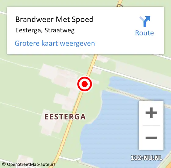 Locatie op kaart van de 112 melding: Brandweer Met Spoed Naar Eesterga, Straatweg op 12 augustus 2019 21:45