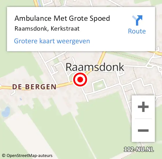 Locatie op kaart van de 112 melding: Ambulance Met Grote Spoed Naar Raamsdonk, Kerkstraat op 12 augustus 2019 21:58