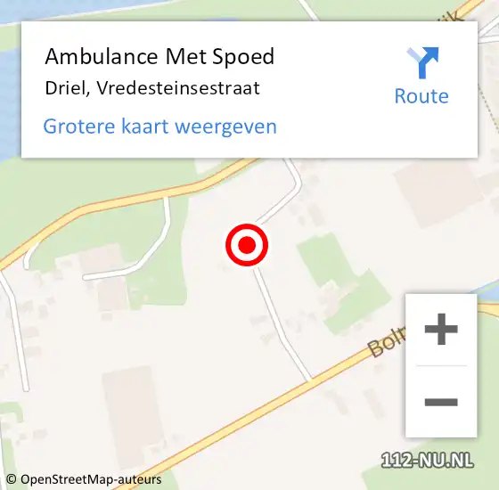 Locatie op kaart van de 112 melding: Ambulance Met Spoed Naar Driel, Vredesteinsestraat op 12 augustus 2019 22:07