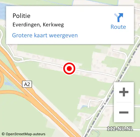 Locatie op kaart van de 112 melding: Politie Everdingen, Kerkweg op 12 augustus 2019 22:47