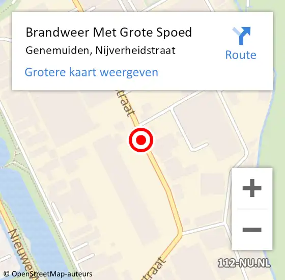 Locatie op kaart van de 112 melding: Brandweer Met Grote Spoed Naar Genemuiden, Nijverheidstraat op 13 augustus 2019 00:33