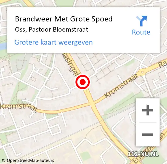 Locatie op kaart van de 112 melding: Brandweer Met Grote Spoed Naar Oss, Pastoor Bloemstraat op 13 augustus 2019 02:30