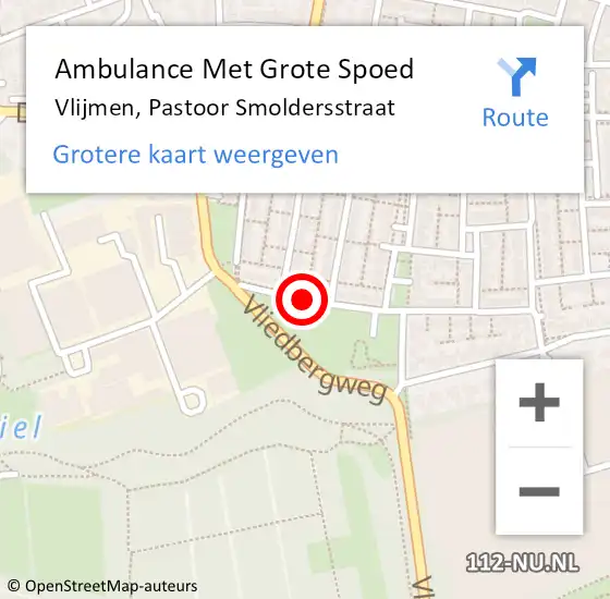 Locatie op kaart van de 112 melding: Ambulance Met Grote Spoed Naar Vlijmen, Pastoor Smoldersstraat op 13 augustus 2019 03:48