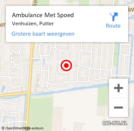 Locatie op kaart van de 112 melding: Ambulance Met Spoed Naar Venhuizen, Putter op 13 augustus 2019 03:49