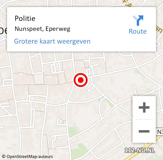 Locatie op kaart van de 112 melding: Politie Nunspeet, Eperweg op 13 augustus 2019 06:44