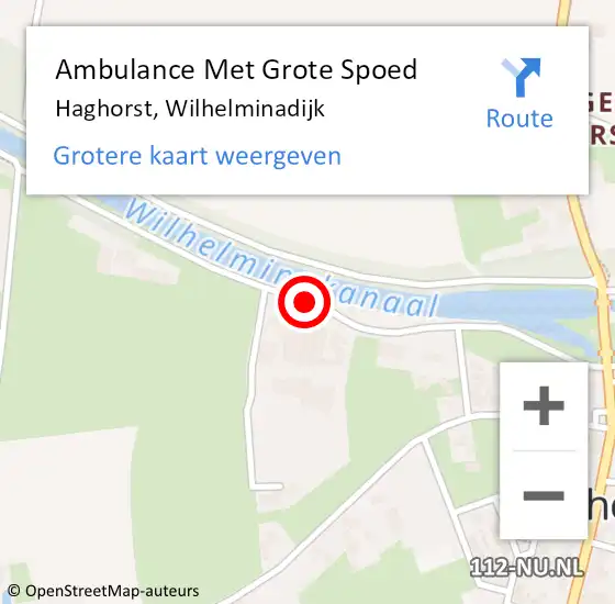Locatie op kaart van de 112 melding: Ambulance Met Grote Spoed Naar Haghorst, Wilhelminadijk op 13 augustus 2019 06:50