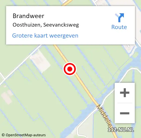 Locatie op kaart van de 112 melding: Brandweer Oosthuizen, Seevancksweg op 13 augustus 2019 07:52