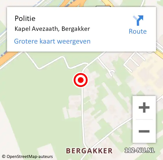 Locatie op kaart van de 112 melding: Politie Kapel Avezaath, Bergakker op 13 augustus 2019 08:51