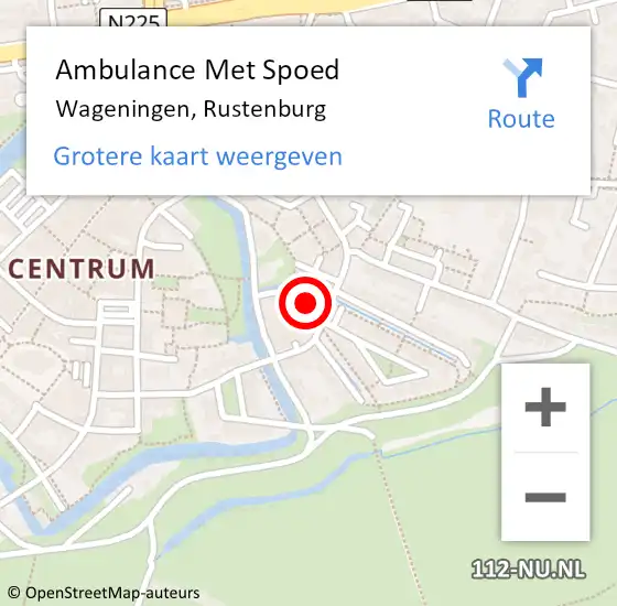 Locatie op kaart van de 112 melding: Ambulance Met Spoed Naar Wageningen, Rustenburg op 13 augustus 2019 09:05