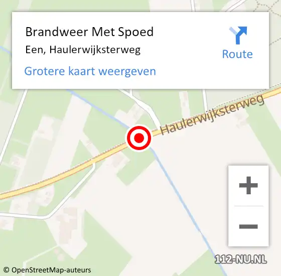 Locatie op kaart van de 112 melding: Brandweer Met Spoed Naar Een, Haulerwijksterweg op 13 augustus 2019 09:23