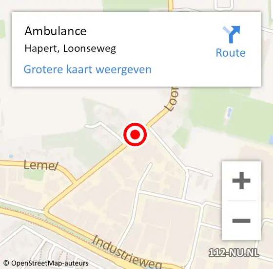 Locatie op kaart van de 112 melding: Ambulance Hapert, Loonseweg op 13 augustus 2019 10:01