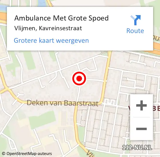Locatie op kaart van de 112 melding: Ambulance Met Grote Spoed Naar Vlijmen, Kavreinsestraat op 13 augustus 2019 10:24