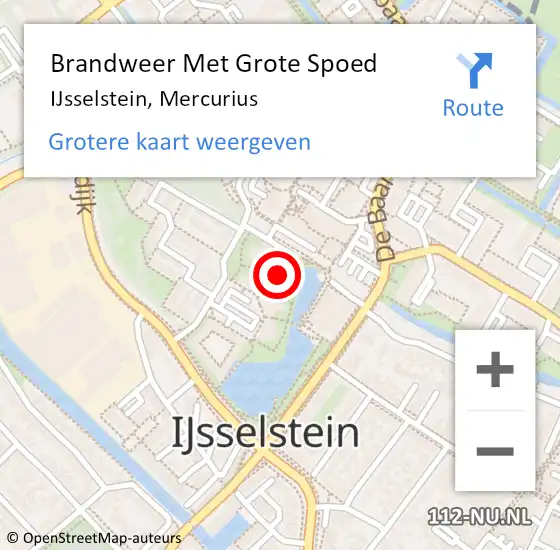 Locatie op kaart van de 112 melding: Brandweer Met Grote Spoed Naar IJsselstein, Mercurius op 13 augustus 2019 10:30