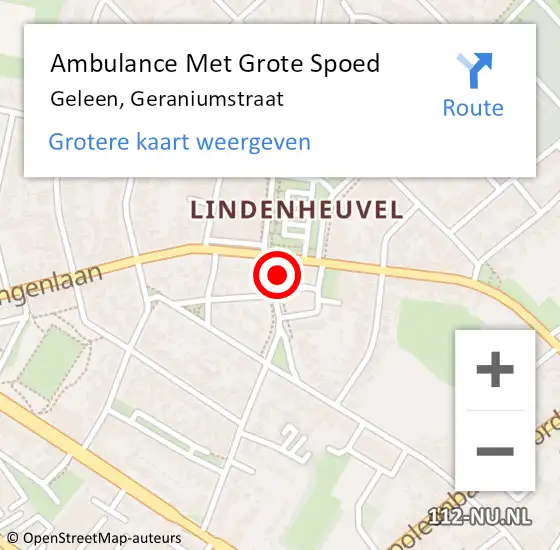 Locatie op kaart van de 112 melding: Ambulance Met Grote Spoed Naar Geleen, Geraniumstraat op 10 april 2014 14:03