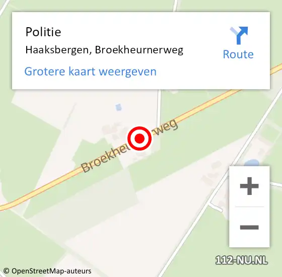 Locatie op kaart van de 112 melding: Politie Haaksbergen, Broekheurnerweg op 13 augustus 2019 11:45