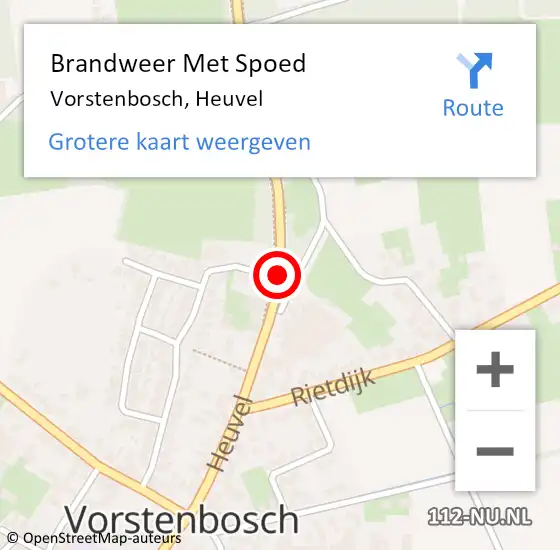 Locatie op kaart van de 112 melding: Brandweer Met Spoed Naar Vorstenbosch, Heuvel op 13 augustus 2019 12:06