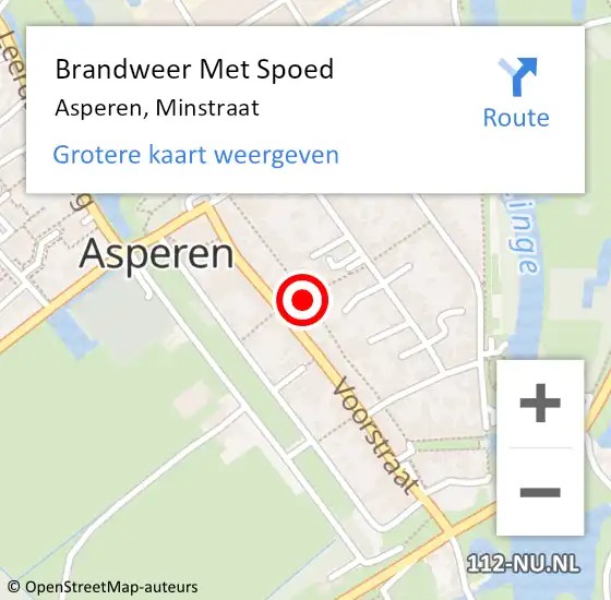 Locatie op kaart van de 112 melding: Brandweer Met Spoed Naar Asperen, Minstraat op 13 augustus 2019 12:16