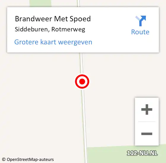 Locatie op kaart van de 112 melding: Brandweer Met Spoed Naar Siddeburen, Rotmerweg op 13 augustus 2019 12:59