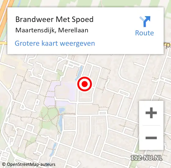 Locatie op kaart van de 112 melding: Brandweer Met Spoed Naar Maartensdijk, Merellaan op 13 augustus 2019 13:06
