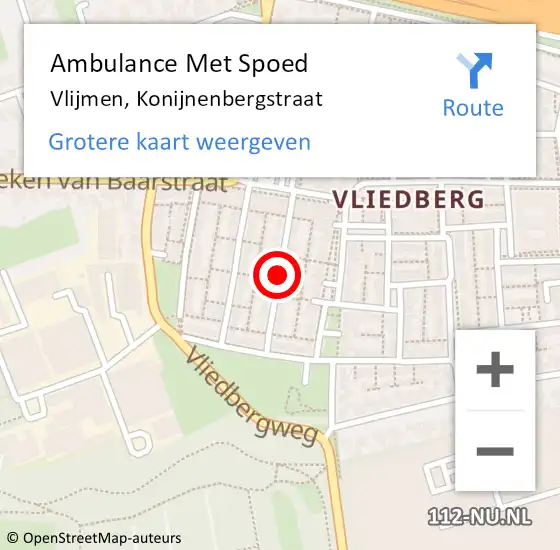 Locatie op kaart van de 112 melding: Ambulance Met Spoed Naar Vlijmen, Konijnenbergstraat op 13 augustus 2019 13:11