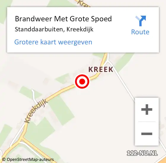 Locatie op kaart van de 112 melding: Brandweer Met Grote Spoed Naar Standdaarbuiten, Kreekdijk op 13 augustus 2019 13:27