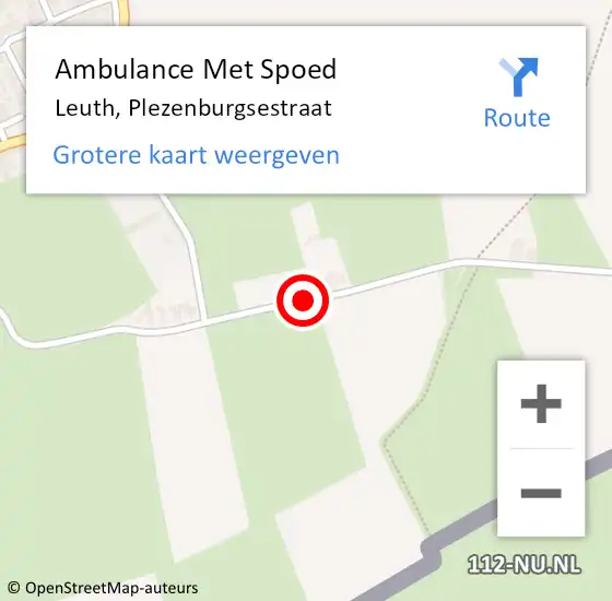 Locatie op kaart van de 112 melding: Ambulance Met Spoed Naar Leuth, Plezenburgsestraat op 13 augustus 2019 14:45