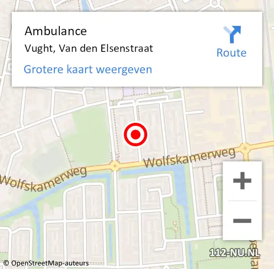 Locatie op kaart van de 112 melding: Ambulance Vught, Van den Elsenstraat op 13 augustus 2019 16:21