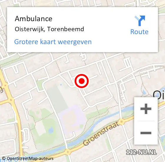 Locatie op kaart van de 112 melding: Ambulance Oisterwijk, Torenbeemd op 13 augustus 2019 16:27