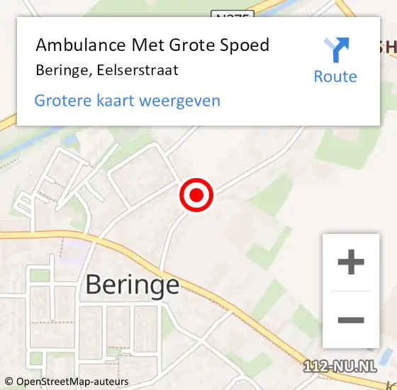 Locatie op kaart van de 112 melding: Ambulance Met Grote Spoed Naar Beringe, Eelserstraat op 28 september 2013 09:55