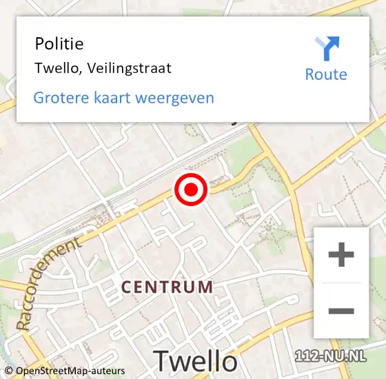 Locatie op kaart van de 112 melding: Politie Twello, Veilingstraat op 13 augustus 2019 16:54