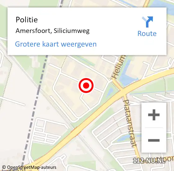 Locatie op kaart van de 112 melding: Politie Amersfoort, Siliciumweg op 13 augustus 2019 16:57