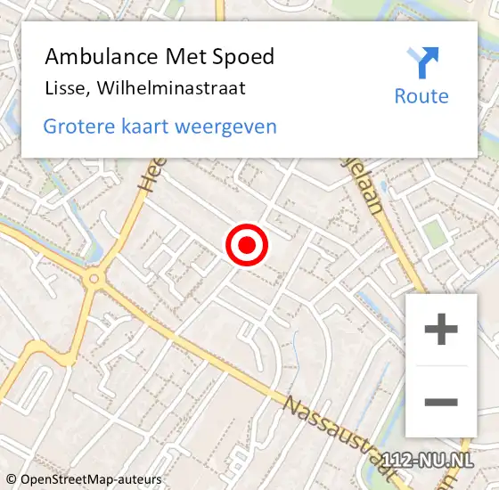 Locatie op kaart van de 112 melding: Ambulance Met Spoed Naar Lisse, Wilhelminastraat op 13 augustus 2019 16:58