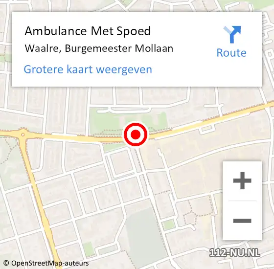 Locatie op kaart van de 112 melding: Ambulance Met Spoed Naar Waalre, Burgemeester Mollaan op 13 augustus 2019 17:12