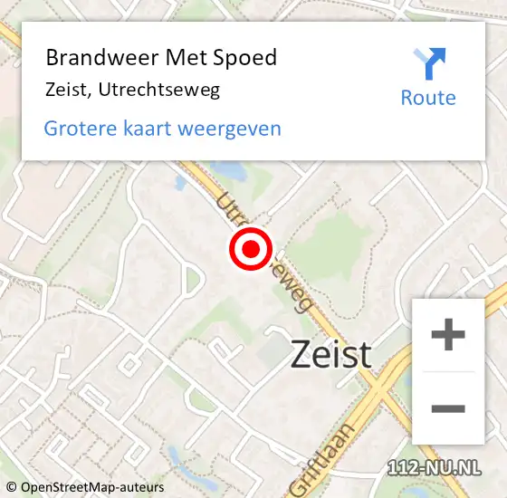 Locatie op kaart van de 112 melding: Brandweer Met Spoed Naar Zeist, Utrechtseweg op 13 augustus 2019 17:22