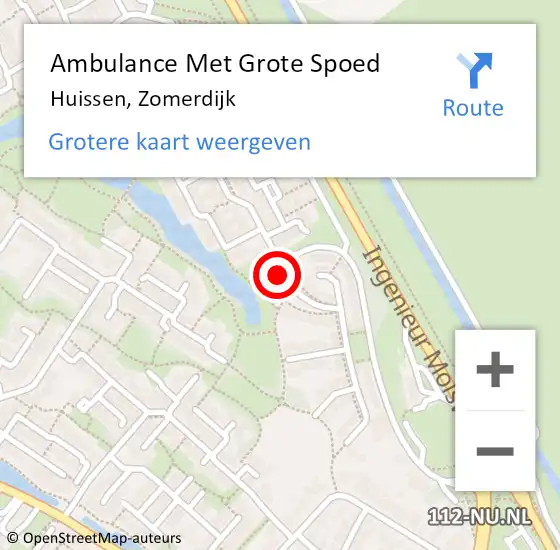 Locatie op kaart van de 112 melding: Ambulance Met Grote Spoed Naar Huissen, Zomerdijk op 13 augustus 2019 17:47