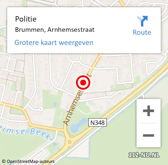 Locatie op kaart van de 112 melding: Politie Brummen, Arnhemsestraat op 13 augustus 2019 18:31