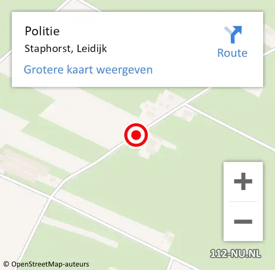 Locatie op kaart van de 112 melding: Politie Staphorst, Leidijk op 13 augustus 2019 19:17