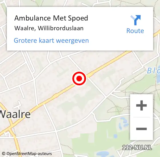 Locatie op kaart van de 112 melding: Ambulance Met Spoed Naar Waalre, Willibrorduslaan op 13 augustus 2019 19:23
