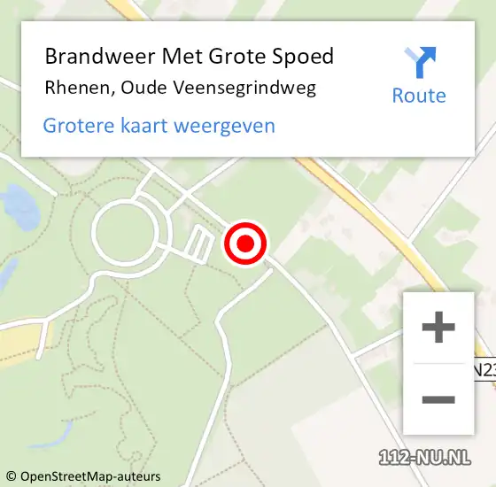 Locatie op kaart van de 112 melding: Brandweer Met Grote Spoed Naar Rhenen, Oude Veensegrindweg op 13 augustus 2019 19:41