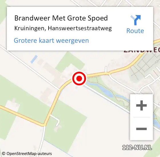 Locatie op kaart van de 112 melding: Brandweer Met Grote Spoed Naar Kruiningen, Hansweertsestraatweg op 13 augustus 2019 20:52