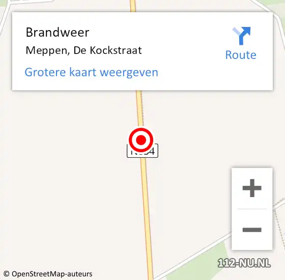 Locatie op kaart van de 112 melding: Brandweer Meppen, De Kockstraat op 13 augustus 2019 21:06