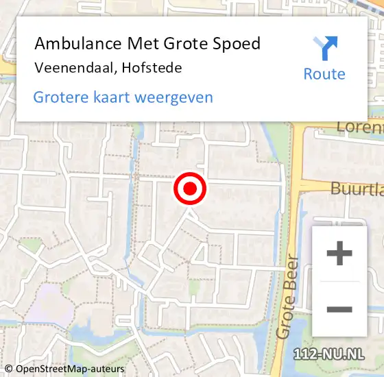 Locatie op kaart van de 112 melding: Ambulance Met Grote Spoed Naar Veenendaal, Hofstede op 13 augustus 2019 21:30