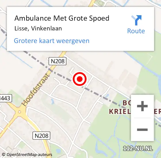 Locatie op kaart van de 112 melding: Ambulance Met Grote Spoed Naar Lisse, Vinkenlaan op 13 augustus 2019 21:56