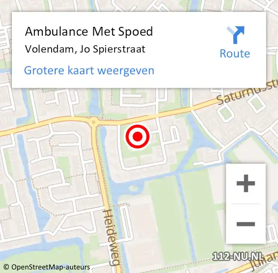 Locatie op kaart van de 112 melding: Ambulance Met Spoed Naar Volendam, Jo Spierstraat op 13 augustus 2019 22:51