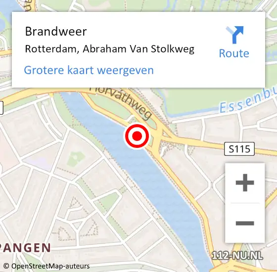 Locatie op kaart van de 112 melding: Brandweer Rotterdam, Abraham Van Stolkweg op 14 augustus 2019 02:22