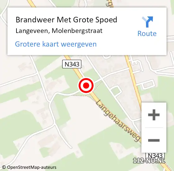 Locatie op kaart van de 112 melding: Brandweer Met Grote Spoed Naar Langeveen, Molenbergstraat op 14 augustus 2019 06:11