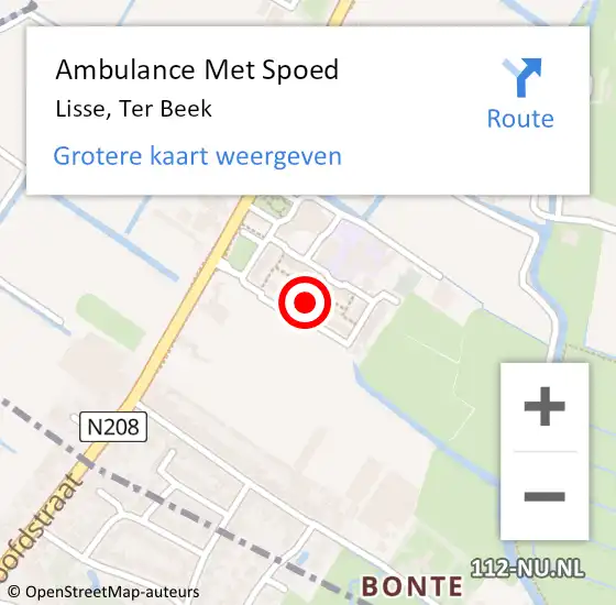 Locatie op kaart van de 112 melding: Ambulance Met Spoed Naar Lisse, Ter Beek op 14 augustus 2019 06:49