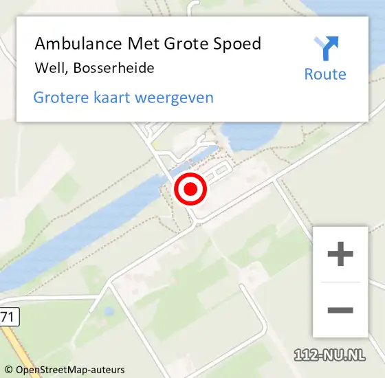 Locatie op kaart van de 112 melding: Ambulance Met Grote Spoed Naar Well, Bosserheide op 10 april 2014 15:21